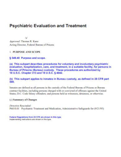 psychiatric evaluation treatment