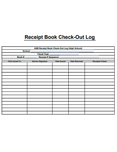 receipt book check out log