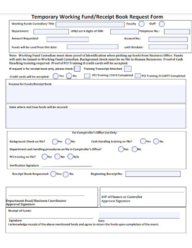 receipt book request form