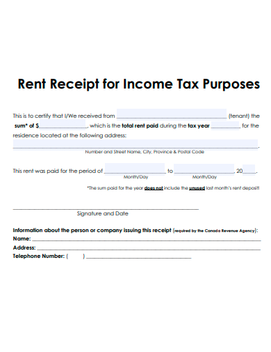 rent receipt for income tax purposes