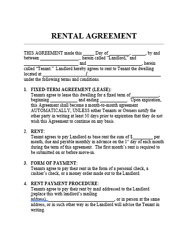 rental agreement in doc