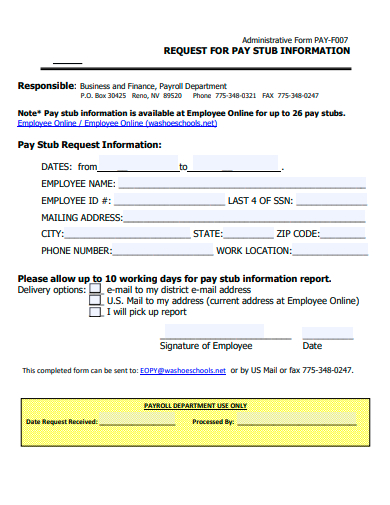 request for pay stub information