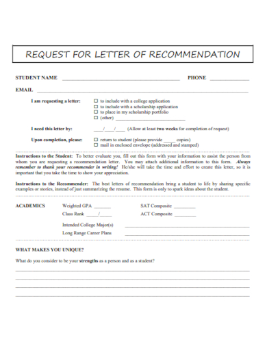 request for recommendations letter