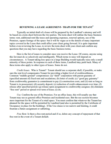 reviewing lease agreement