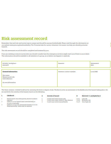 risk assessment record