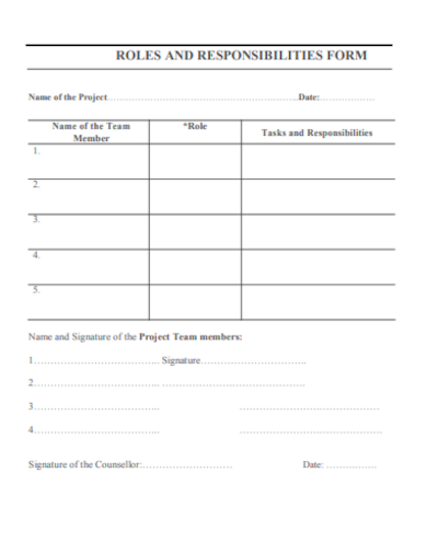 roles and responsibilities form