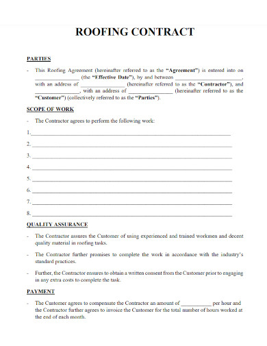 roofing contract form 