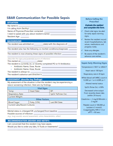 sbar communication for possible sepsis