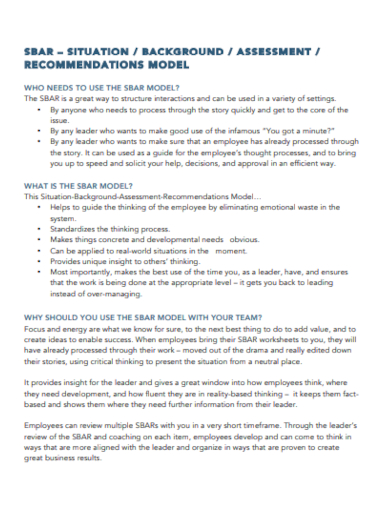 sbar recommendation model