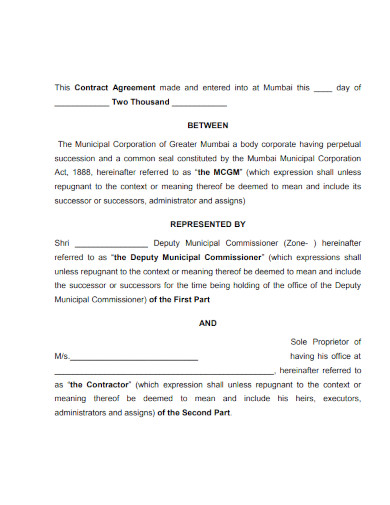 sample contract of agreement
