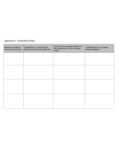 sample evaluation sheet 