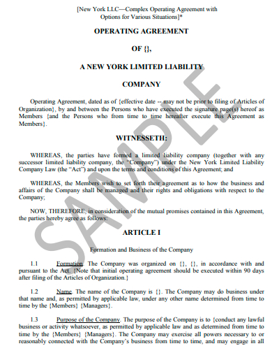 sample operating agreement template