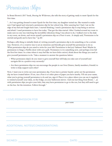 sample permission slip