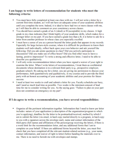 sample recommendations letter for students