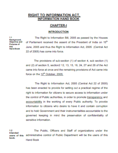 sample right to information act