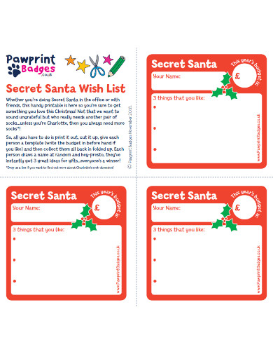sample secret santa wish list 