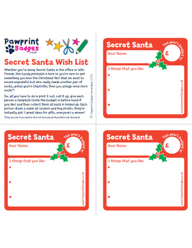 Free 7+ Secret Santa Wish List Samples In Pdf