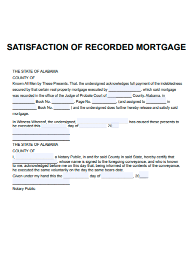 satisfaction of recorded mortgage