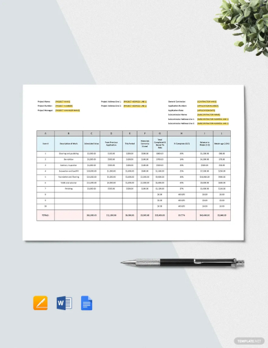 schedule of values construction template
