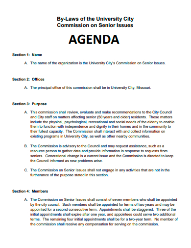 senior issues commission agenda