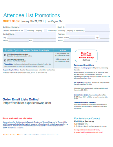 shot show attendee list promotions