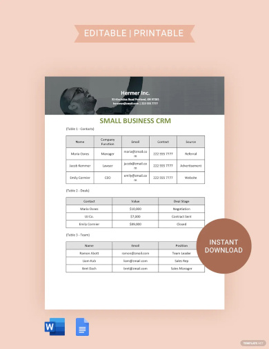small business crm template