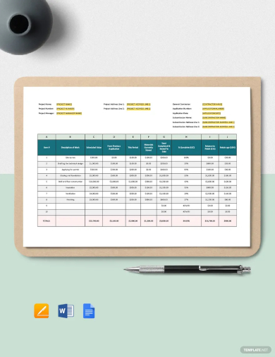 small construction schedule of values template