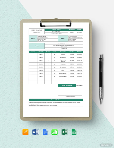 software purchase order form template