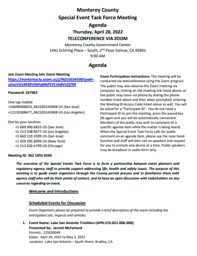 special event task force meeting agenda