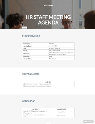 staff meeting agenda templates