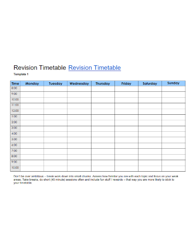 standard revision timetable