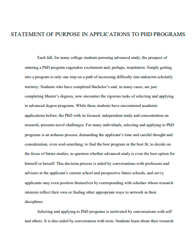 statement of purpose in applications to phd programs