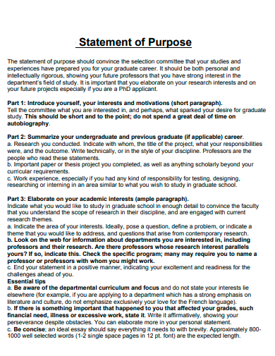 Free 50 Statement Of Purpose Samples In Pdf Ms Word 7298