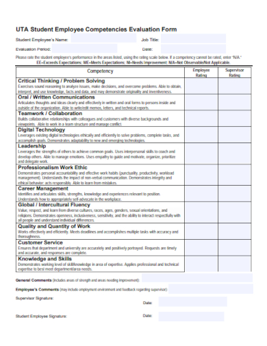 student competency employee evaluation