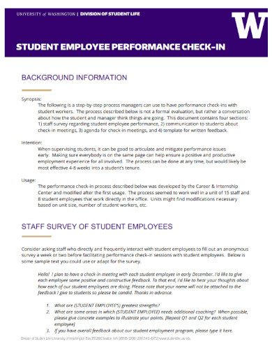 student employee performance check in template
