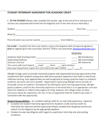 student internship contract