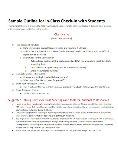 student outline for in class check in 