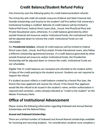 student refund policy