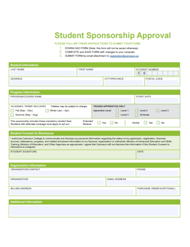 student sponsorship approval