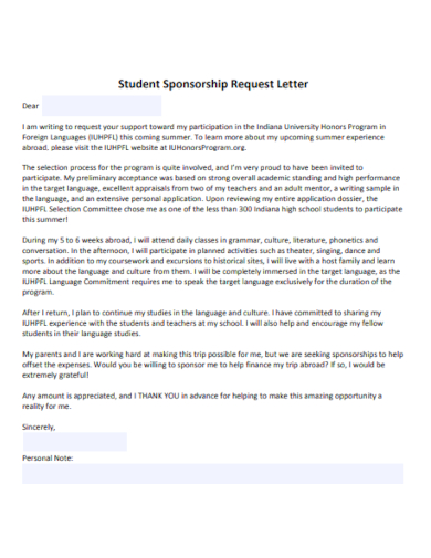 student sponsorship request letter