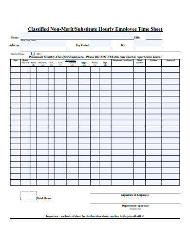 substitute hourly employee time sheet