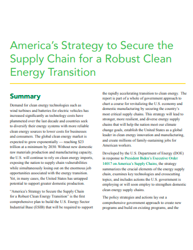 supply chain for a robust clean energy transition