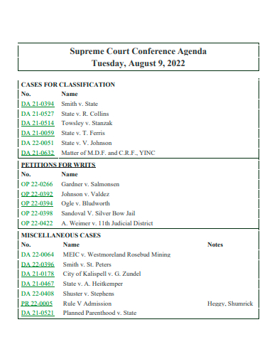 supreme court conference agenda