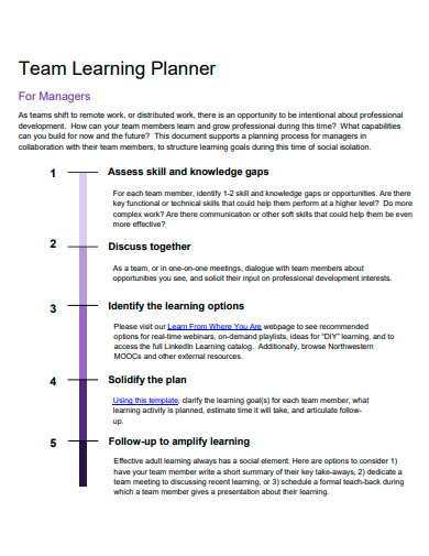 team learning planner