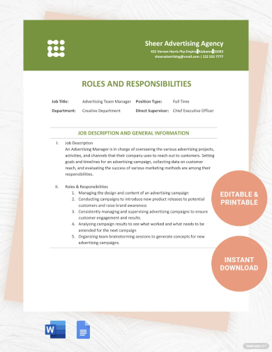 team roles and responsibilities template