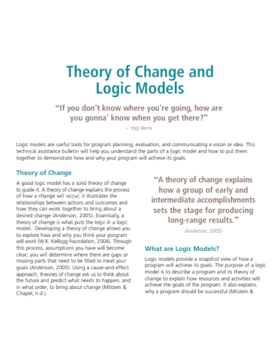 theory of change logic model