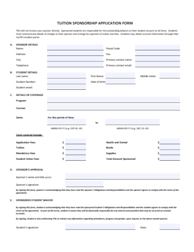tuition sponsorship application form