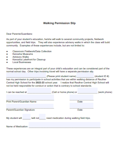walking permission slip