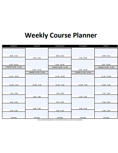 weekly course planner