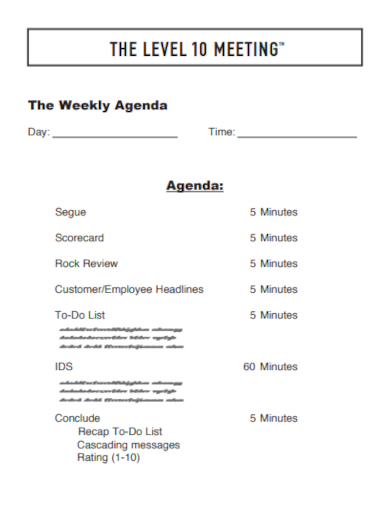 weekly meeting minutes agenda